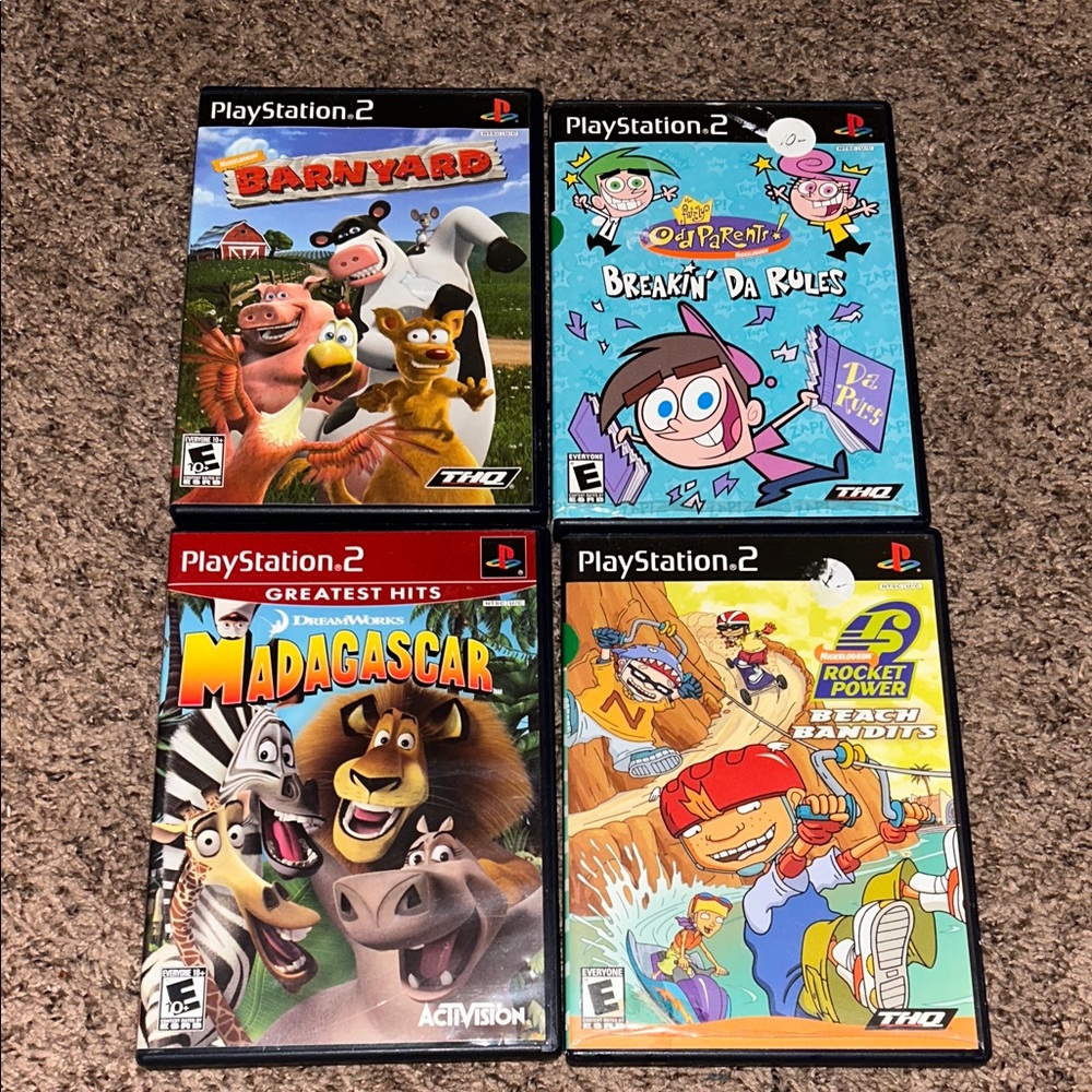 4 Nickelodeon PS2 PlayStation 2 Video Games All Manuals/Great Working Condition